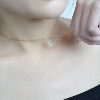 Van Cleef & Arpels Butterflies Karat Gold Necklaces Women's White