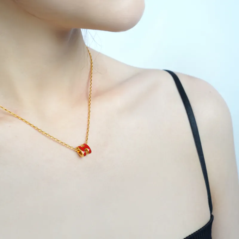 HERMES POP H Collection Metal Necklaces Women's Gold Chain-2