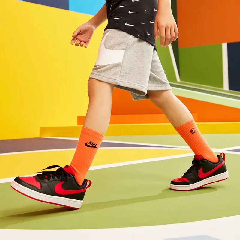 Nike Court Borough Low 2 Black University Red GS-2