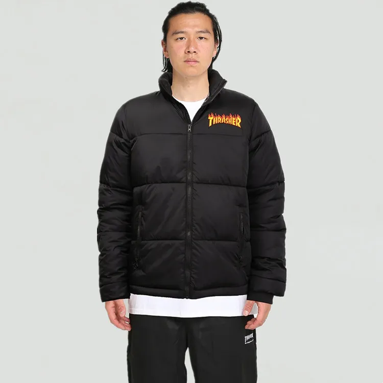 Thrasher Puffer Jackets Unisex Black-2