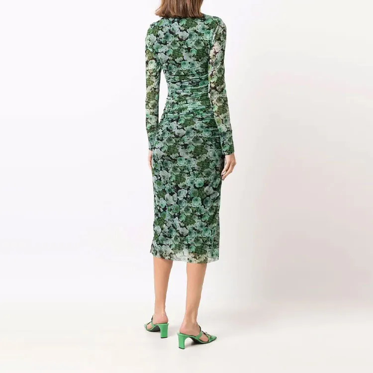 GANNI Long-Sleeved Dresses Women's Green-2
