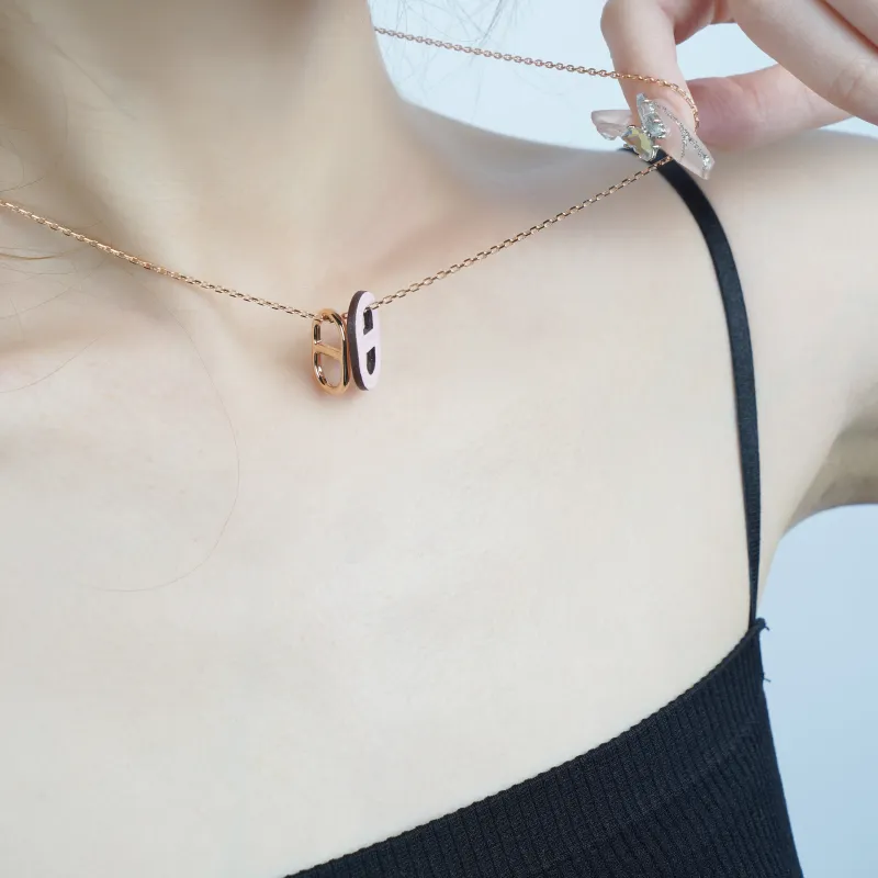 HERMES O'Maillon Rose Gold Plated Necklaces Women's-2