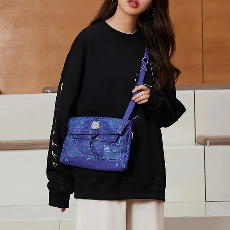 LiNing Fabric Shoulder Bag, Crossbody Bag Regular Unisex Fluorescent Blue Purple-4