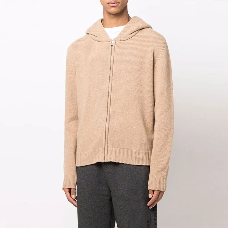 PALM ANGELS Curved Logo Zip-up Knitted Hoodie-2