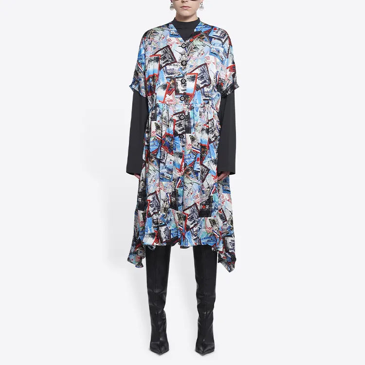 Balenciaga Long-Sleeved Dresses Women's Gray-2
