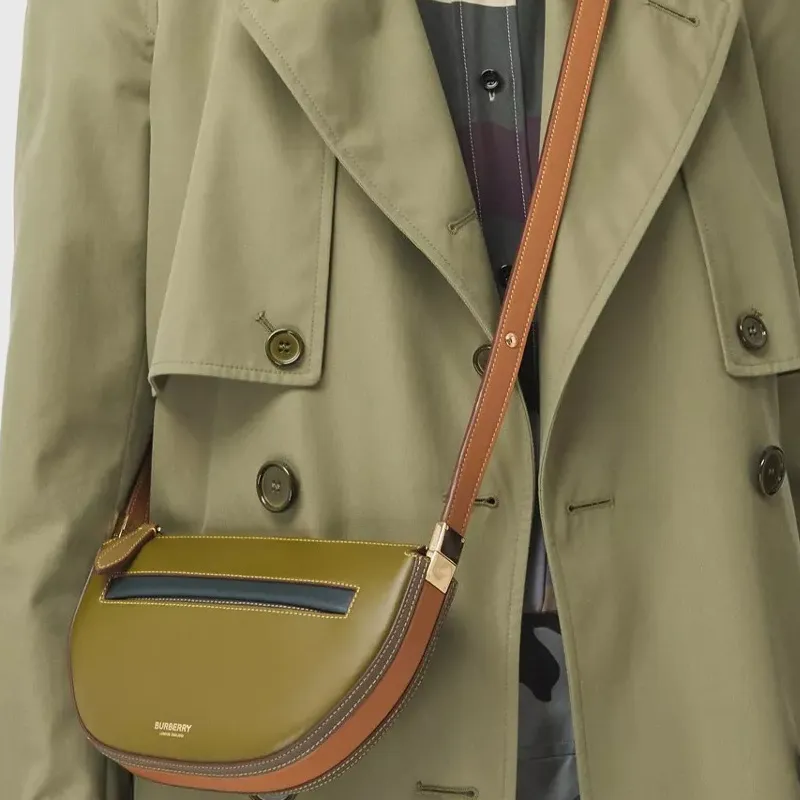 Burberry Olympia Sheepskin Crescent Bag Shoulder Bag Portable Crossbody Bag Shoulder Bag Women's Green-6