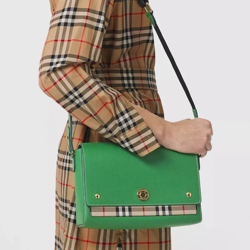 Burberry NoteVintage Leather Patchwork Messenger Bag Shoulder Bag Crossbody Bag Handbag Women's Green-5