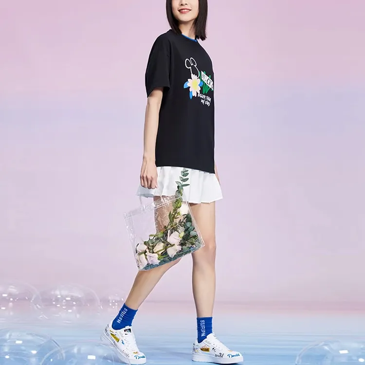 LiNing x Disney Mickey Series Spring Drop Shoulder Sleeve T Shirt Women's Black-4