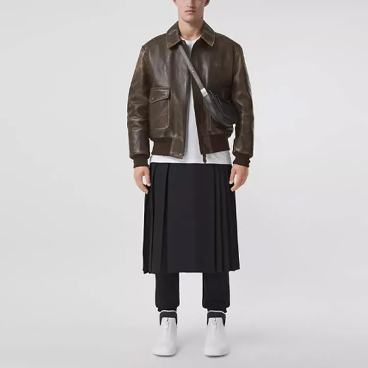 Burberry Leather Jackets Men Brown-1