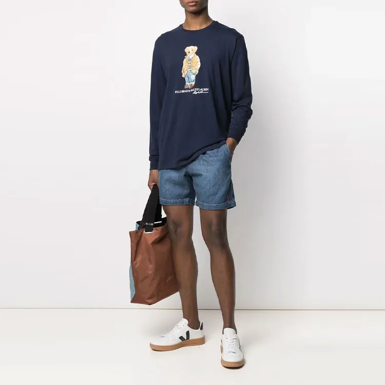 Polo Ralph Lauren Logo Embroidered Drawstring Denim Shorts-1