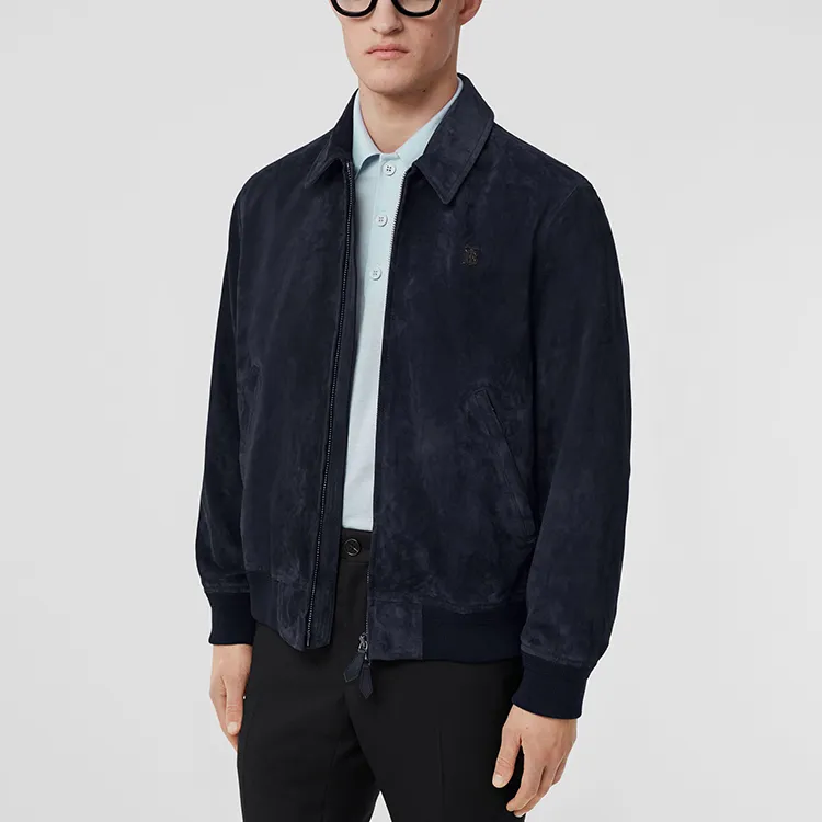 Burberry Leather Jackets Men Coal Blue-2