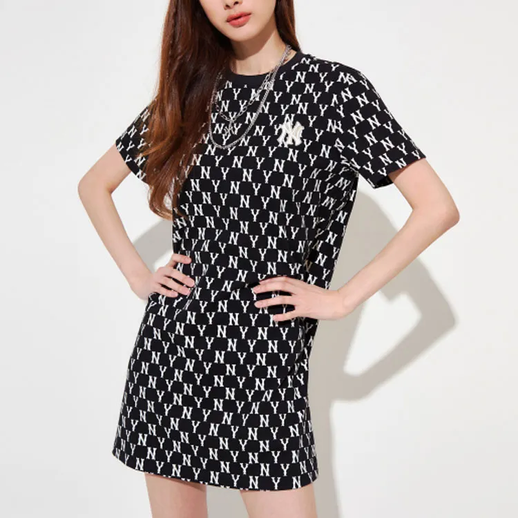MLB Mlb Base Logo Short Sleeved Dresses Women's Black-2
