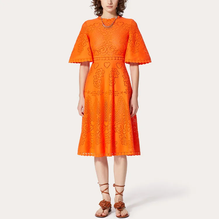 Valentino Short-Sleeved Dresses Women's Orange-1