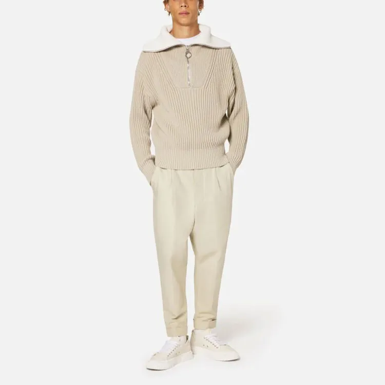 AMIPARIS Turn-Up Cuff Cropped Trousers-1