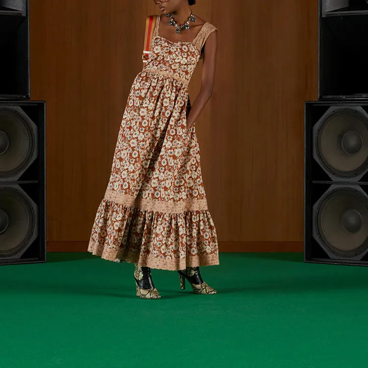 GUCCI Floral print Tiered Dress-1