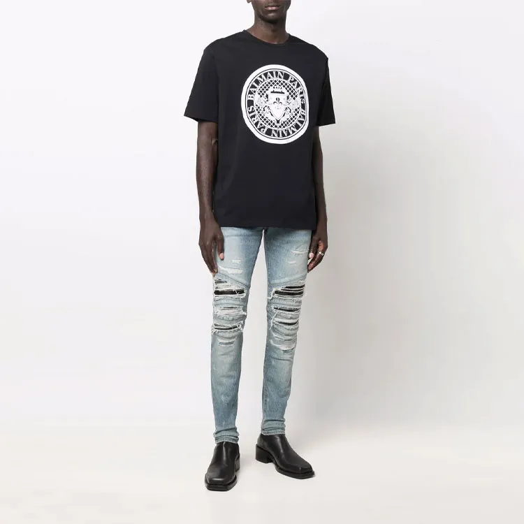 BALMAIN Ribbed Patch Slim Jeans-1