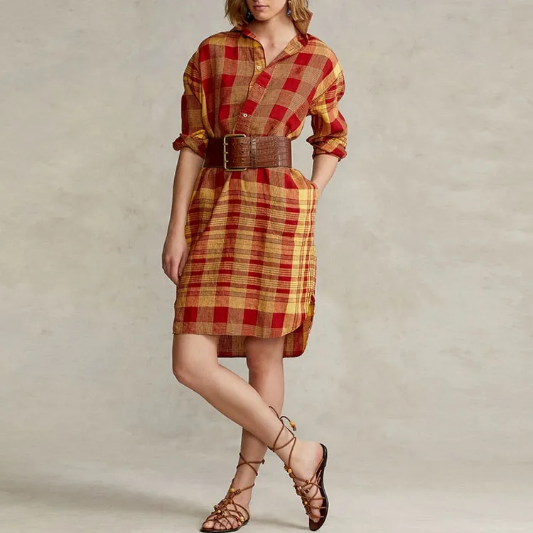 Polo Ralph Lauren SS22 Long Sleeved Dress Women's Red-1