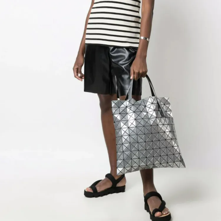 ISSEY MIYAKE Prism Polyester Tote Bag Shoulder Bag Handbag Large Size Unisex Silver-5