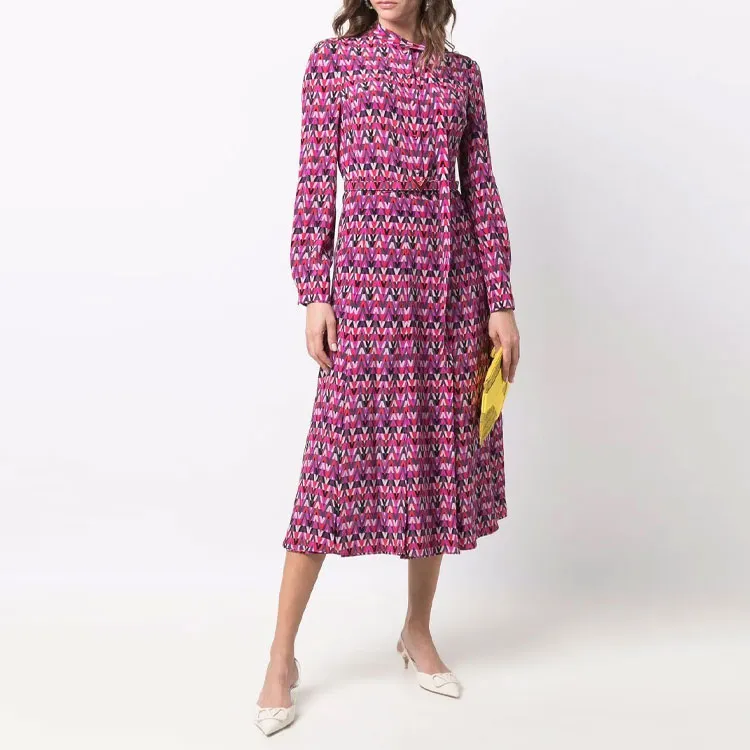Valentino Long Sleeved Dress Women's Purple-1