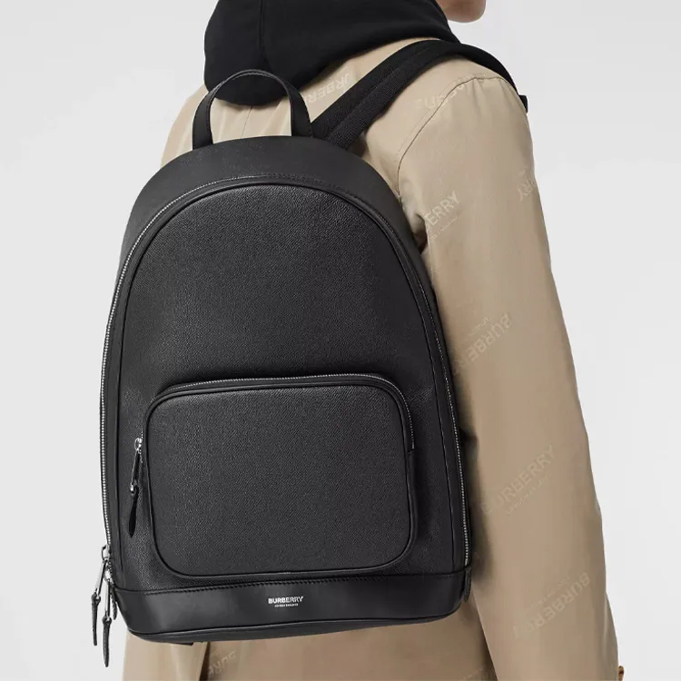 Burberry Grainy Leather Backpack Black-5