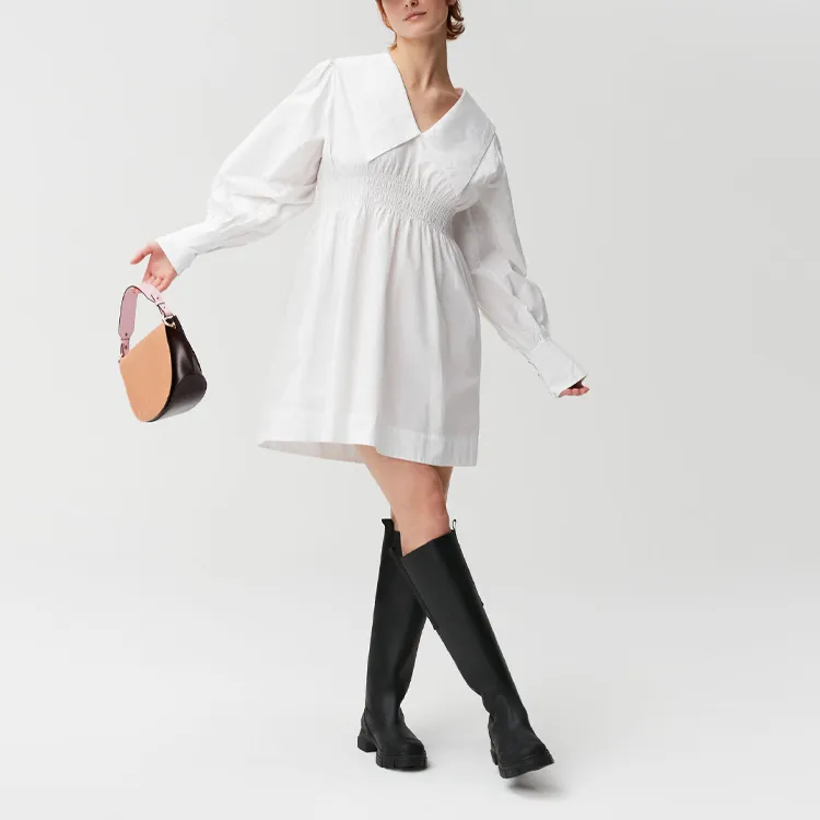 GANNI Long Sleeved Dresses Women's White-4