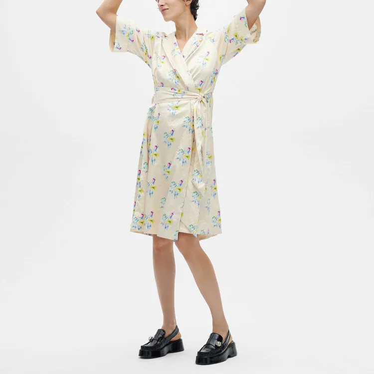 GANNI Short Sleeved Dresses Women's Ecru-2