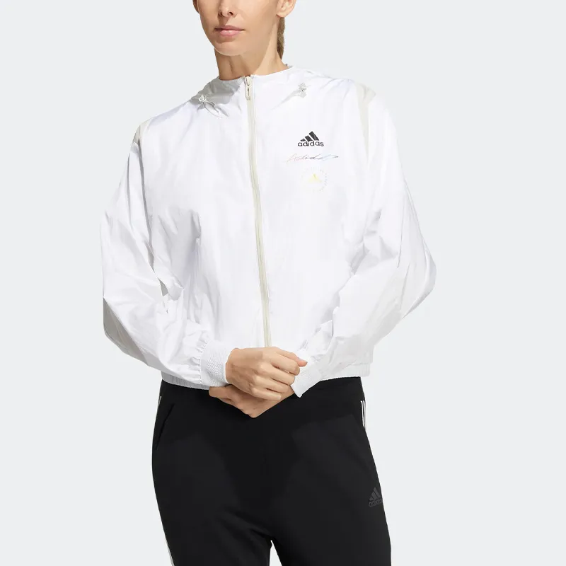 adidas Women's UST Windbreaker Woven Hooded Jacket White-2