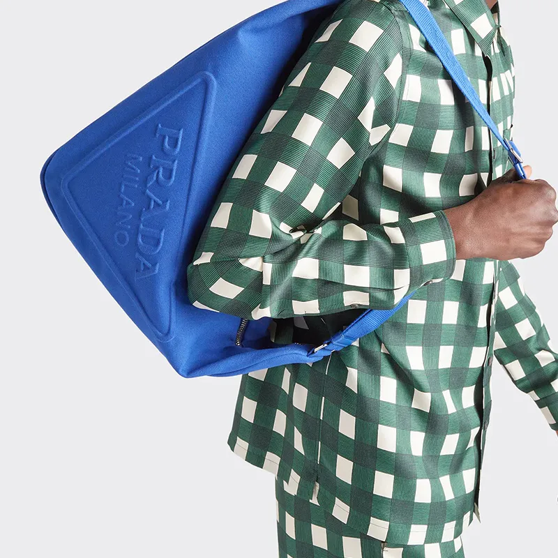 PRADA Canvas Triangle Bag Cobalt Blue-3