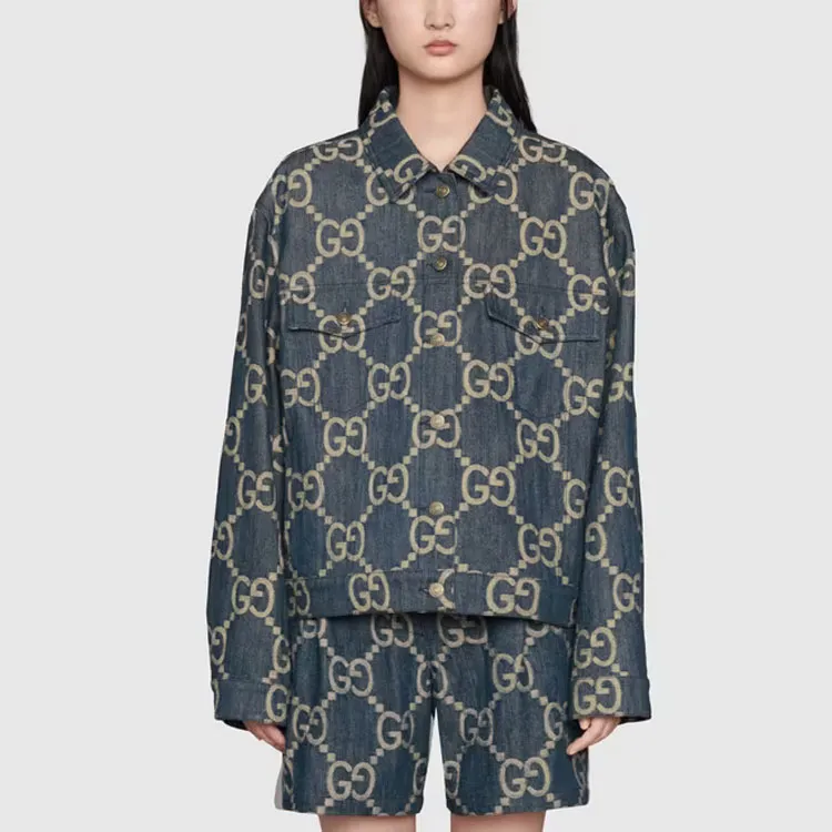 GUCCI Women's Gg Denim Jacket Blue/Ivory-5