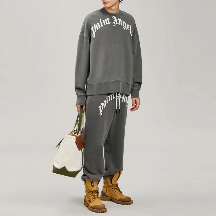 PALM ANGELS Gd Curved Logo Crewneck Sweater-2