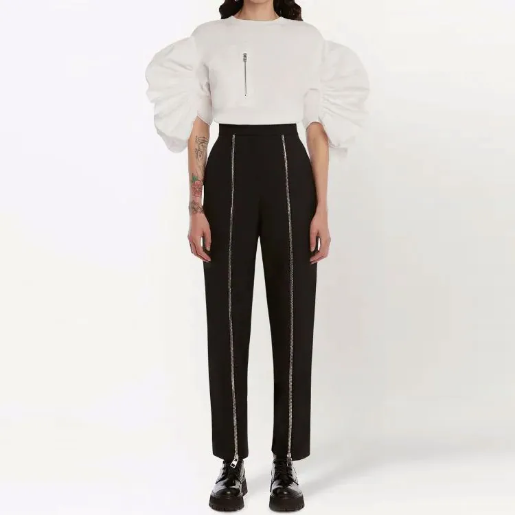 Alexander McQueen Zip detail high waisted Trousers-1