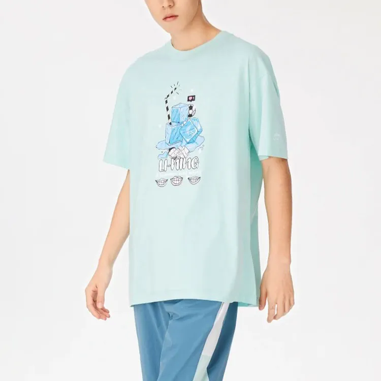 LiNing Sports Life Collection T Shirt Unisex Eggshell Blue-2