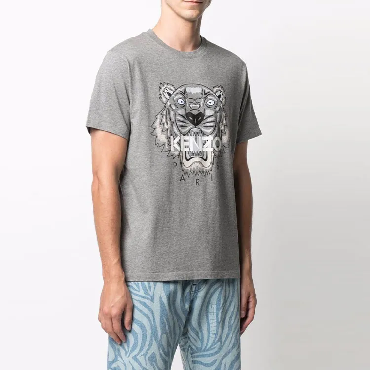 KENZO Classic Tiger Head T Shirts Men Gray-2
