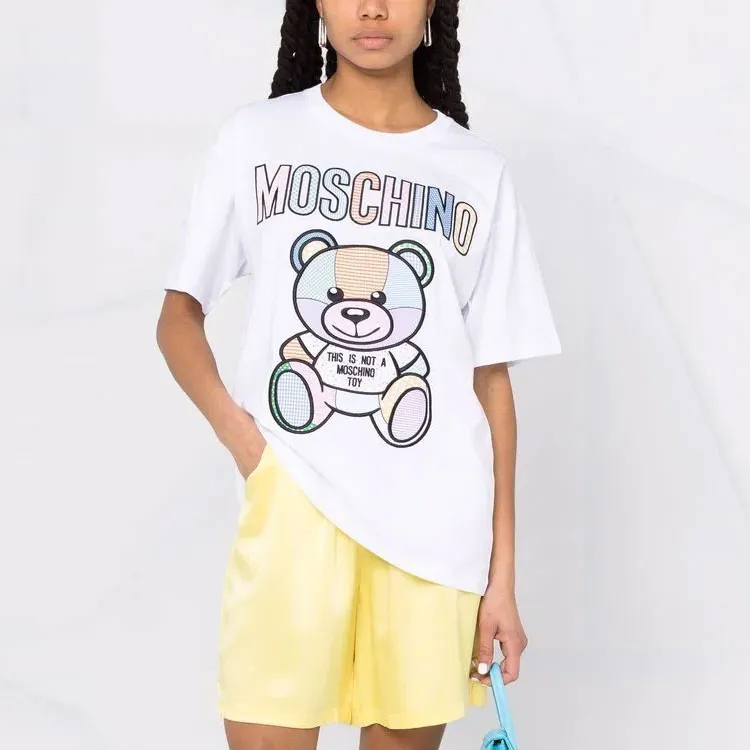 MOSCHINO SS22 Drop Shoulder Sleeve T Shirt Women's White-2