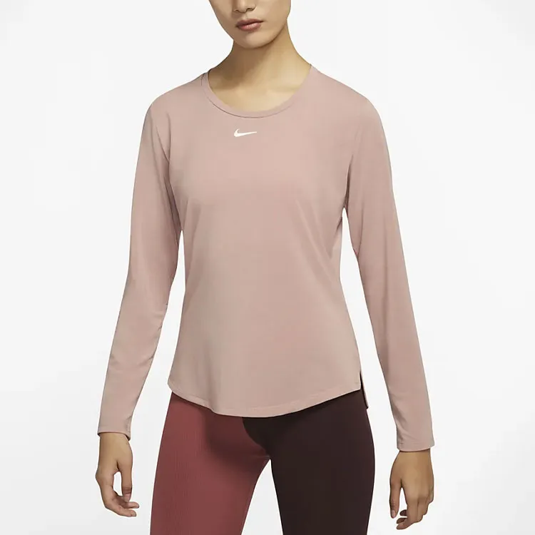 Nike Dri-FIT One Luxe Pullover Crewneck Long-Sleeve T-Shirt 'Rose Retro Gray'-2