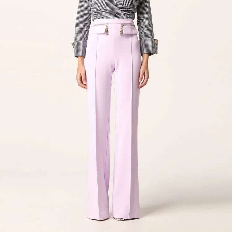 Elisabetta Franchi SS22 Casual Pants Women's Purple-2