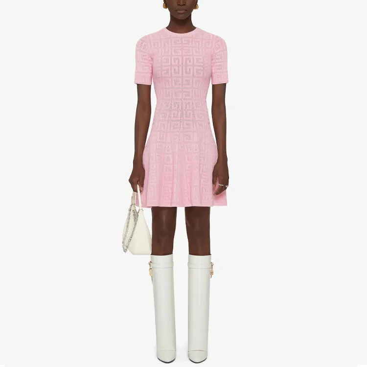 GIVENCHY SS22 Short Sleeved Dress Women's Pink-1