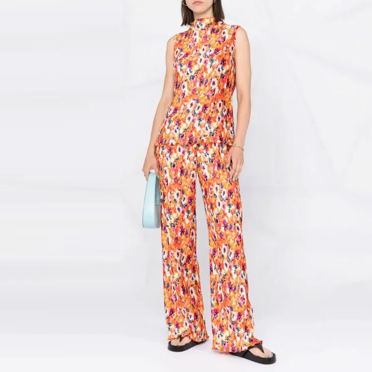 MSGM Floral Printed Pleated Pants-1