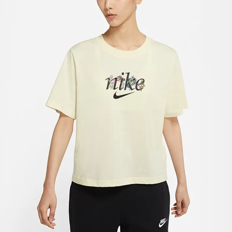 Nike Drop Shoulder Sleeve T Shirt Women's Coconut Milk-3