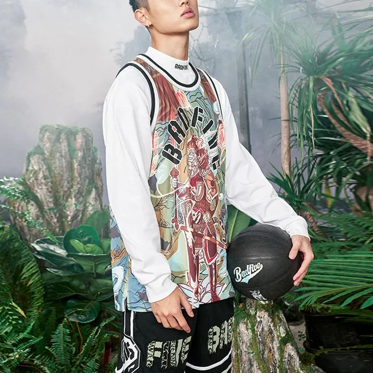LINING Badfive Tank Tops Men Black Tiger Mountain All Over Print-2