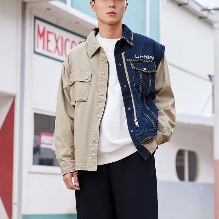 LiNing Denim Jackets Men Loose Earth Denim Blue-2