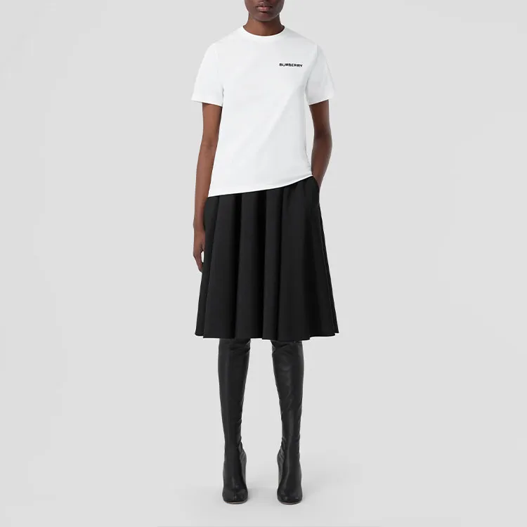 Burberry Women's Embroidered Logo Cotton T Shirt White-1
