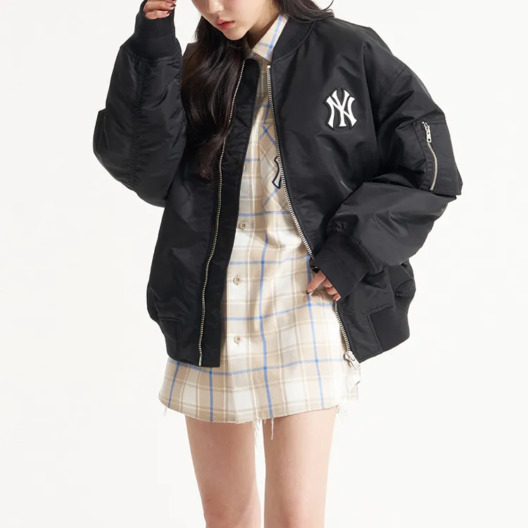MLB Base Logo Puffer Jackets Unisex Black-3