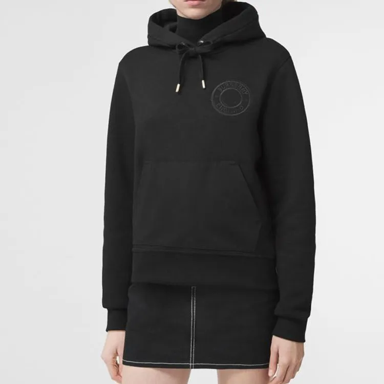 Burberry Logo Embroidered Hoodie Black-1