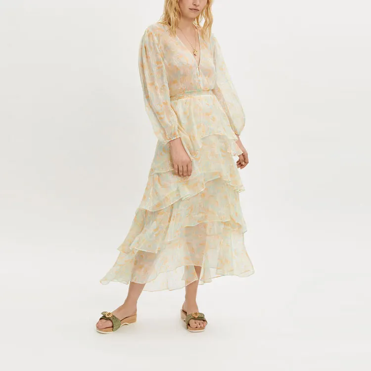 Maje Long-Sleeved Dresses Women's Light Yellow-1