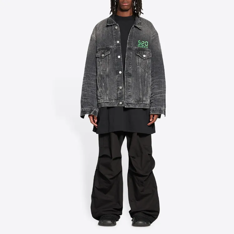 Balenciaga 520 SS22 Denim Jacket Unisex Black Gray-1