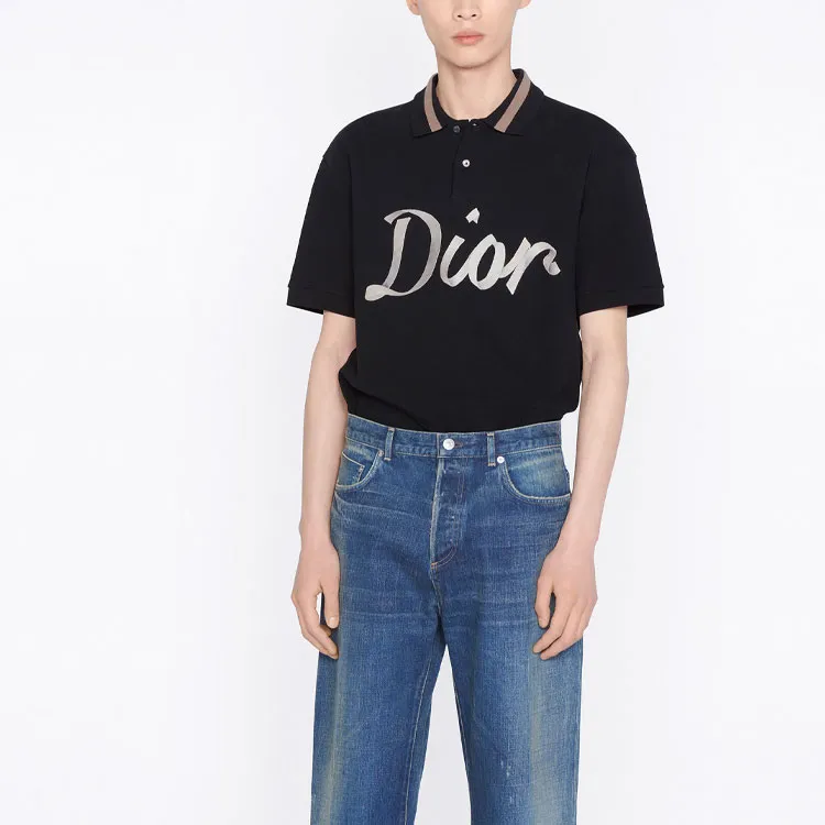 DIOR Quarterly New Products Polo Shirt Men's Black-3