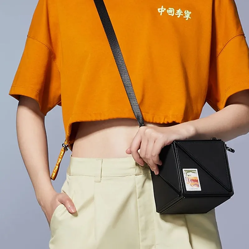 LiNing Polyurethane Crossbody Bag Regular Unisex Black-4