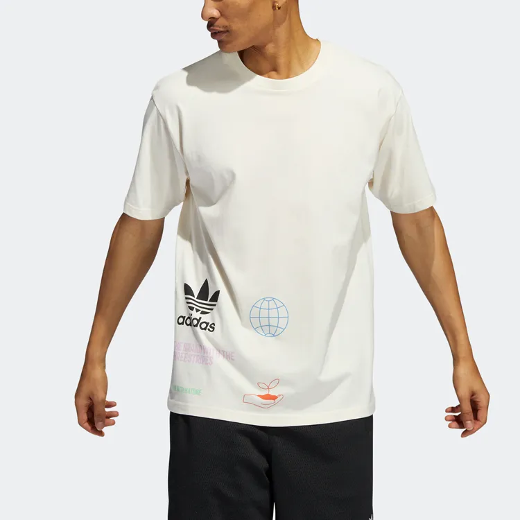 Adidas Originals NATURE MULTI T Shirt International Version Men's White-2