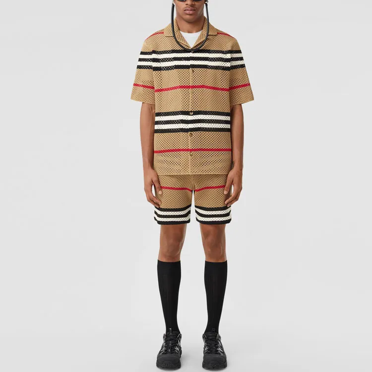 Burberry Icon Stripe Pointelle Knit Shorts-2
